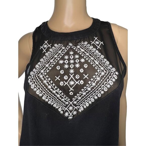 Element Eden Black Loose Fit Tank Top With White Embroidery - Picture 2 of 5